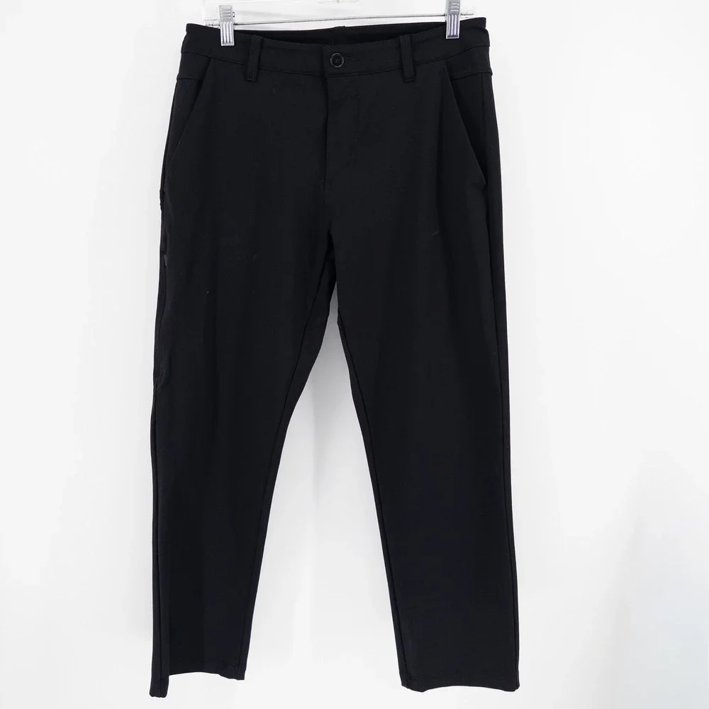 BYLT Mens 33x28 Everyday Pant 2.0 Straight‎ Fit Chino Black Stretch Trousers